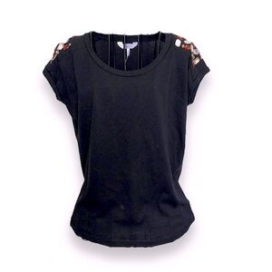 Pac Sun Size XS kirra Black Top w Jeweled Sleeves